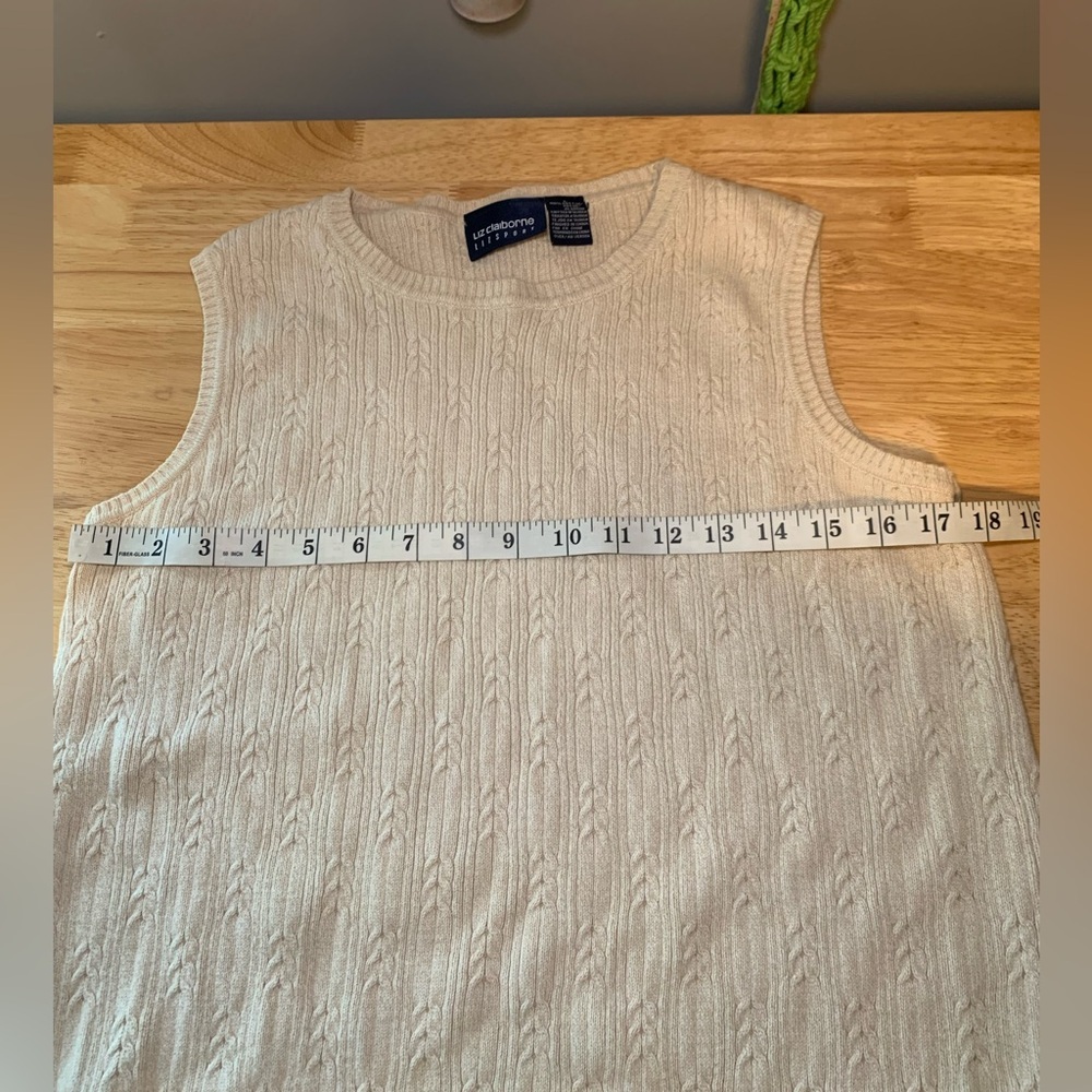 Vintage Beige Cableknit Detail Sweater Vest Size Large - Picture 8 of 9